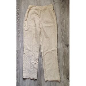 Merona 100% Linen Beige Khaki Lined Pants‎ Zip Button* Size 6